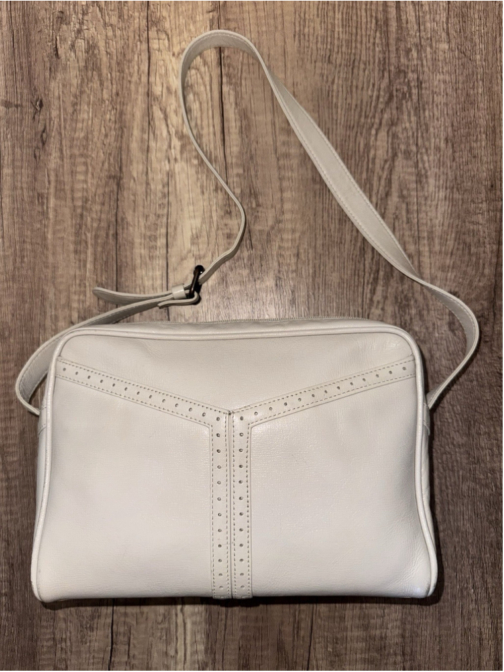 Vintage Yves Saint Laurent YSL White Leather Shoulder Bag Mod Minimalist Luxury